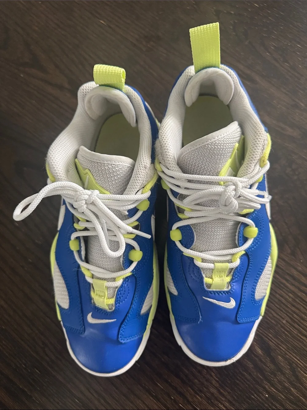 Nike Kids Blue and Neon Green Air Sneakers